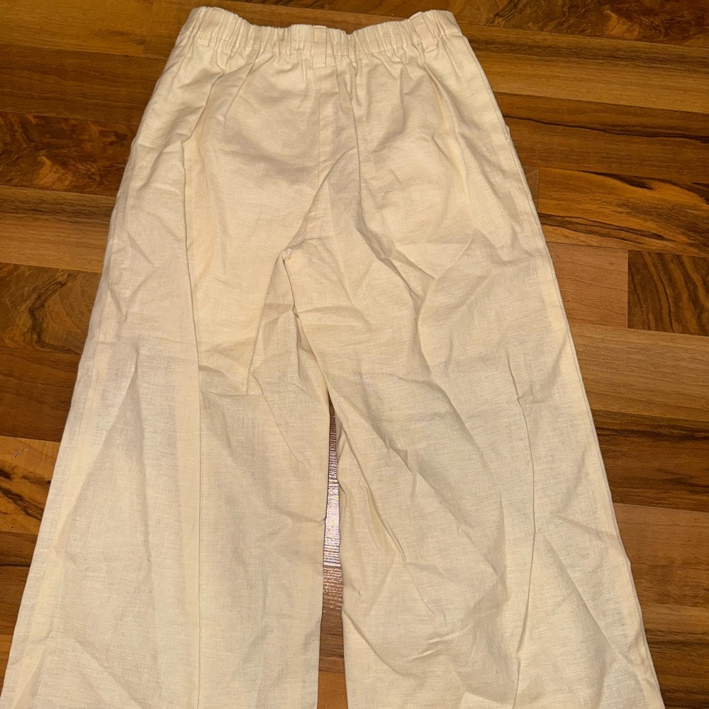 A loves a girls trouser style linen blend tan pant sz 6 preppy lightweight - Picture 2 of 5